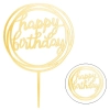 Topper ozdoby na tort napis Happy Birthday okrągły złoty akryl dekoracje urodzinowe