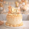 Topper na tort dekoracje urodzinowe napis One miś królik na roczek