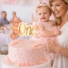 Topper na tort dekoracje urodzinowe napis One miś królik na roczek