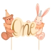 Topper na tort dekoracje urodzinowe napis One miś królik na roczek