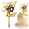 Topper na tort napis Sweet 18 złoty lustrzany ozdoby dekoracje urodzinowe