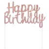 Topper ozdoby na tort napis Happy Birthday różowy dekoracje urodzinowe