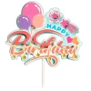 Topper ozdoby na tort napis Happy Birthday kolorowe baloniki dekoracje urodzinowe