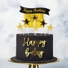 Topper dekoracja na tort ciasto Happy Birthday złoty gwiazdki kurtyna urodziny przyjęcie 7 szt