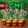 Topper na tort babeczki piksele game happy birthday tnt 7szt