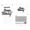 Topper ozdoby na tort napis Happy Birthday czarny brokatowy dekoracje urodzinowe