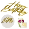 Topper na bok tortu ozdoby na tort napis Happy Birthday złoty dekoracje urodzinowe 1szt