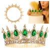 Korona na tort ozdoba dla księżniczki dekoracje na tort złota z zielonymi kryształkami