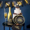 Serwetki papierowe czarne złote gwiazdki Sylwester Nowy Rok dekoracja Happy New Year 10 szt
