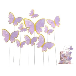 Topper piker dekoracja na tort motyle fioletowe roczek urodziny baby shower 10 szt