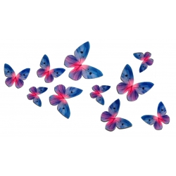 Motyle waflowe 3D do dekoracji tortu niebieski 10 sztuk