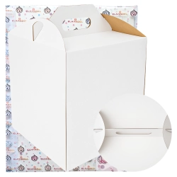 Pudełko na ciasto opakowanie karton na tort z rączką chrzest wesele biały 26x26x35