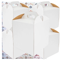 Pudełko na ciasto 5 sztuk opakowanie karton na tort z rączką chrzest wesele biały 26x26x35