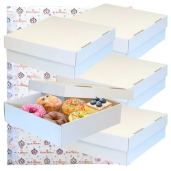 Pudełko na ciasto pączki donut karton na tort opakowanie chrzest wesele biały 5 sztuk 30x30x10
