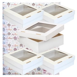 Pudełko na ciasto pączki donut karton na tort opakowanie z okienkiem chrzest wesele biały 5 sztuk 30x30x10