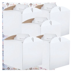 Pudełko na ciasto 5 sztuk opakowanie karton na tort z rączką chrzest wesele biały 30x30x30