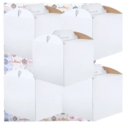 Pudełko na ciasto 5 sztuk opakowanie karton na tort z rączką chrzest wesele biały 30x30x35