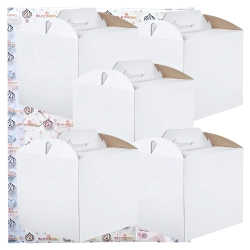 Pudełko na ciasto 5 sztuk opakowanie karton na tort z rączką chrzest wesele biały 32x32x25