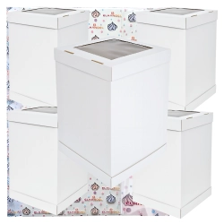 Pudełko na ciasto 5 sztuk karton na tort z okienkiem opakowanie wesele chrzest biały 40x40x50