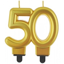 Świeczka urodzinowa złota 50