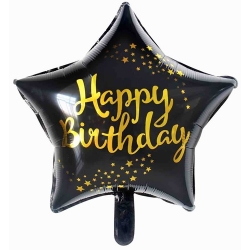 Balon foliowy gwiazdka urodziny czarny hel dekoracja