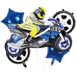 ZESTAW BALONÓW FOLIOWYCH MOTOR NIEBIESKI MOTOCYKL ŚCIGACZ 5 szt