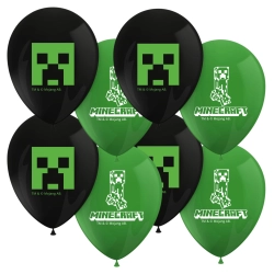 Balony minecraft piksele dekoracje urodzinowe ozdoby balon lateksowy 8 sztuk