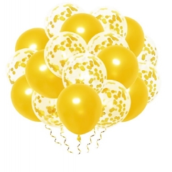Balony dekoracja urodziny złoty konfetti mix 20x