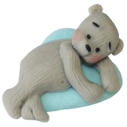 Figurka na tort miś dekoracje urodziny chrzest baby shower niebieski szary