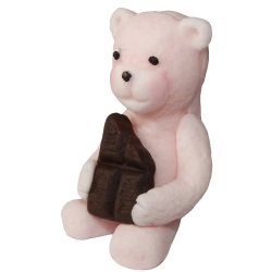 Figurka na tort miś dekoracje urodziny chrzest baby shower różowy brązowy