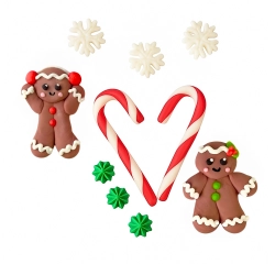 Figurki cukrowe na tort Boże Narodzenie śnieżynki laska piernikowy ludzik