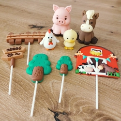 Topper na tort figurki 9 sztuk zwierzęta farma dekoracje urodzinowe ozdoby