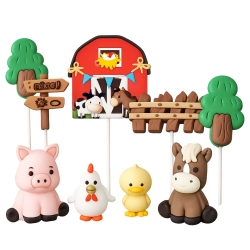 Topper na tort figurki 9 sztuk zwierzęta farma dekoracje urodzinowe ozdoby