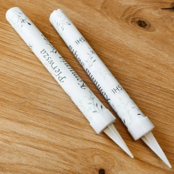 Raca na tort 2 sztuki fontanna tortowa napis Pierwsza Komunia Święta dekoracje komunijne 12 cm