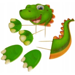 Figurki ozdoby na tort topper dinozaur dekoracje urodzinowe zestaw cukrowy 6 sztuk