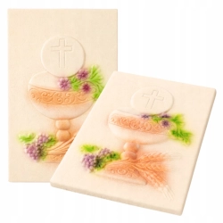 Figurka na tort hostia cukrowa złoty tabliczka ozdoby dekoracje komunijne chrzest