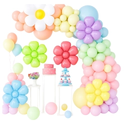 Balony na urodziny girlanda dekoracja zestaw pestelowy kwiatek stokrotka