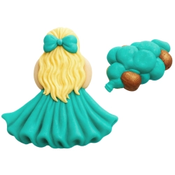 Figurka cukrowa na tort kobieta z balonami dekoracje urodzinowe ozdoba na bok tortu