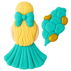 Figurka cukrowa na tort kobieta z balonami dekoracje urodzinowe ozdoba na bok tortu