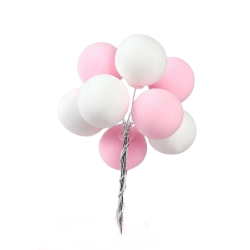 Dekoracja topper na tort baloniki urodziny kule kulki biały różowy mix