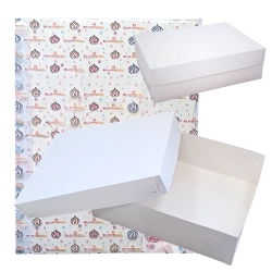 Pudełko na ciasto 10 sztuk opakowanie karton na tort chrzest wesele biały 46x35x13