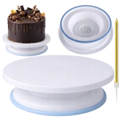 Patera obrotowa na ciasto talerz obrotowy patera do tortu 28 cm dekoracje urodzinowe stabilna i świeczka