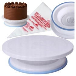 Patera obrotowa na ciasto talerz obrotowy patera do tortu 28 cm dekoracje urodzinowe stabilna i rękaw