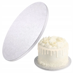 Podkład pod tort 30 cm gruby srebrny podkładka pod tort trwały sztywny