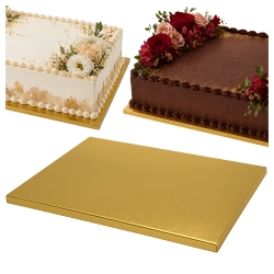 Podkład pod tort 40x30cm prostokątny złoty dekoracje komunijne wesele