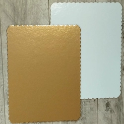 Podkład pod tort prostokątny gruby 30x40 cm złoto biały fala wesele urodziny