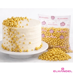 Posypka cukrowa ozdoby na tort perełki złote błyszczące dekoracje urodzinowe mix 50g