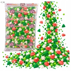 Posypka świąteczna cukrowa 1kg choinka płatki śniegu mix Boże Narodzenie