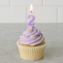 Świeczka na tort fioletowa cyfra 2 świeczki urodzinowe ozdobne 1 sztuka