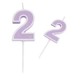 Świeczka na tort fioletowa cyfra 2 świeczki urodzinowe ozdobne 1 sztuka